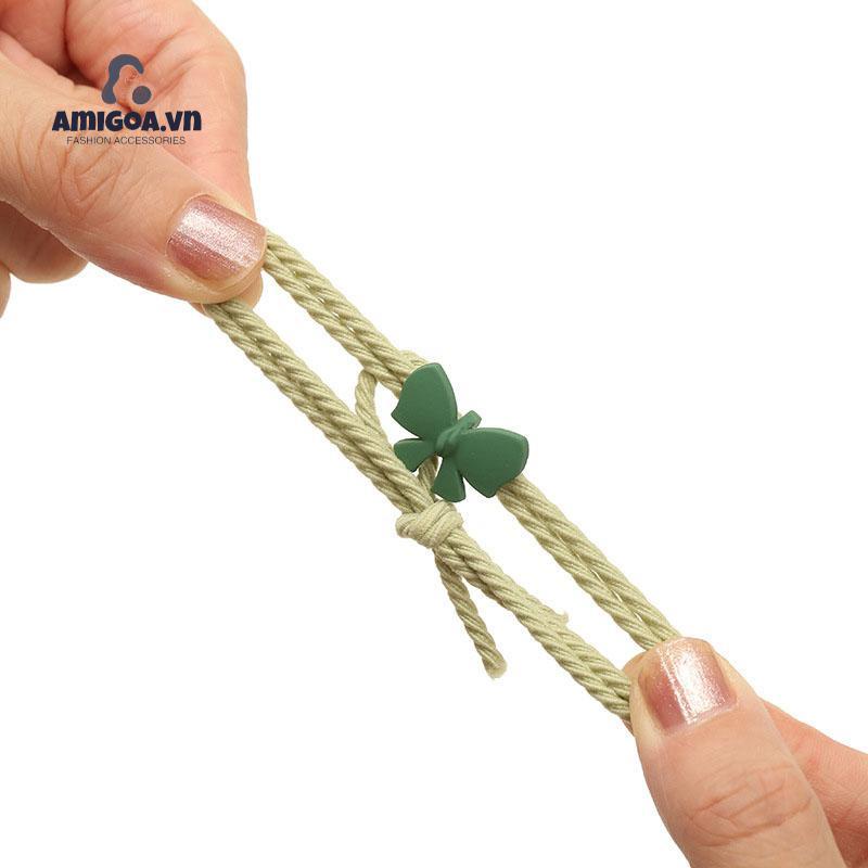Dây Thun Cột Tóc Bằng Cao Su Bọc Vải Phối Da Kiểu Hoạt Hình Dành Cho Bé Gái