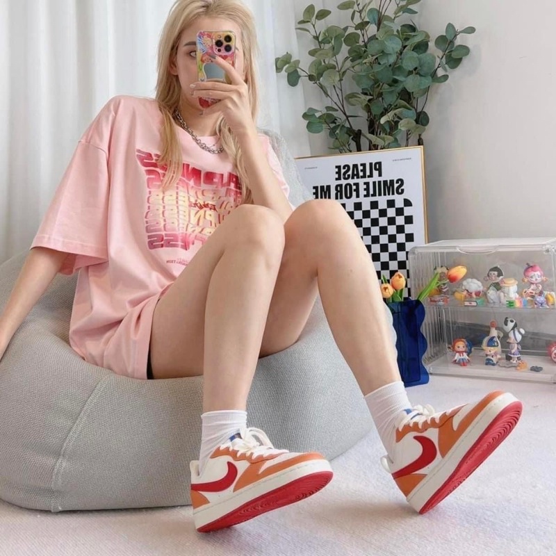 Giày Nike Court Borough low orange nữ size 38.5/39/39.5/40 /40.5- Hàng nhập trực tiếp, cam kết auth trọn đời