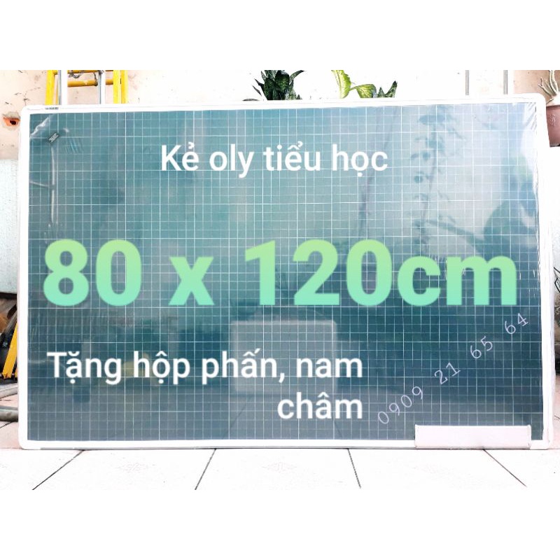 Bảng từ xanh kẻ oly tiểu học 80 x 120cm ( Tặng hộp phấn, nam châm )