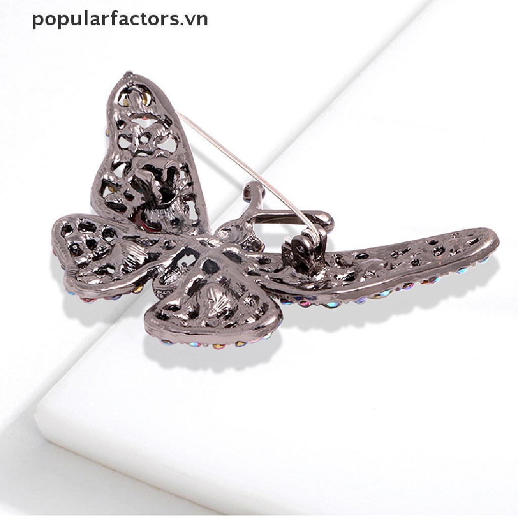 Ghim Cài Áo Hình Bướm Đính Pha Lê Nhiều Màu Thời Trang Cao Cấp