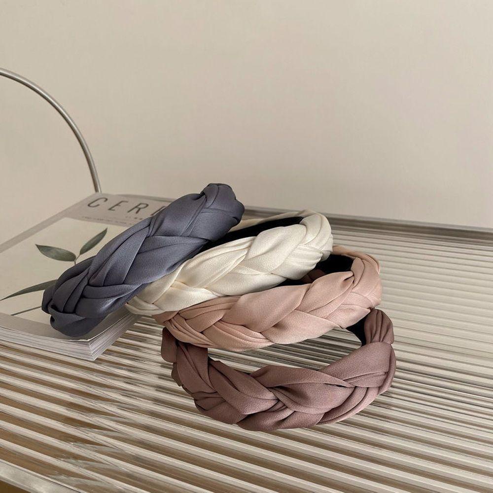 Băng Đô Cài Tóc Bản Rộng Màu Trơn Không Trượt Thời Trang Hàn Quốc Cho Nữ