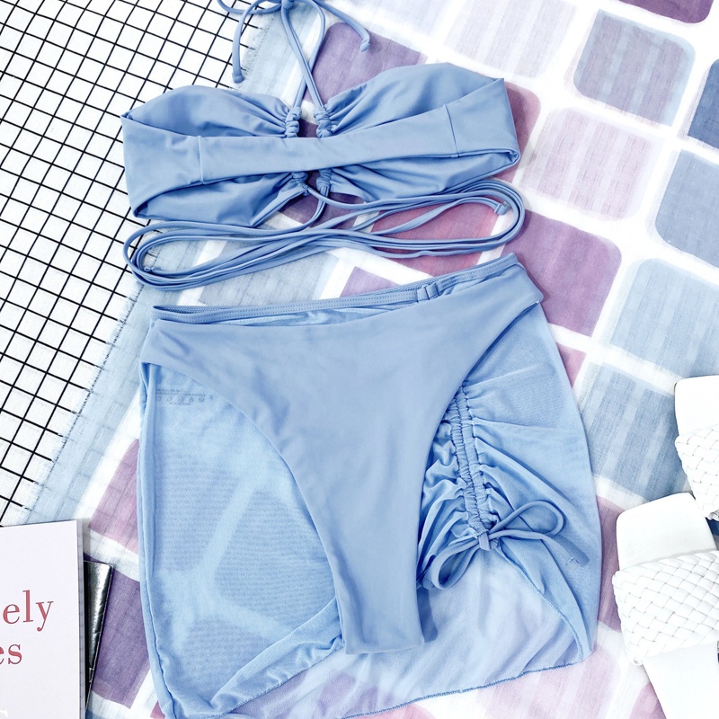 Bộ Đồ Bơi Bikini Màu Trơn Mềm Mại Quyến Rũ Cho Nữ