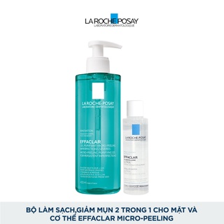 Bộ Gel rửa mặt và tắm giúp làm sạch bã nhờn,giảm mụn & thâm sẹo & ngăn ngừa mụn tái phát La Roche-Posay Effaclar Micro-P