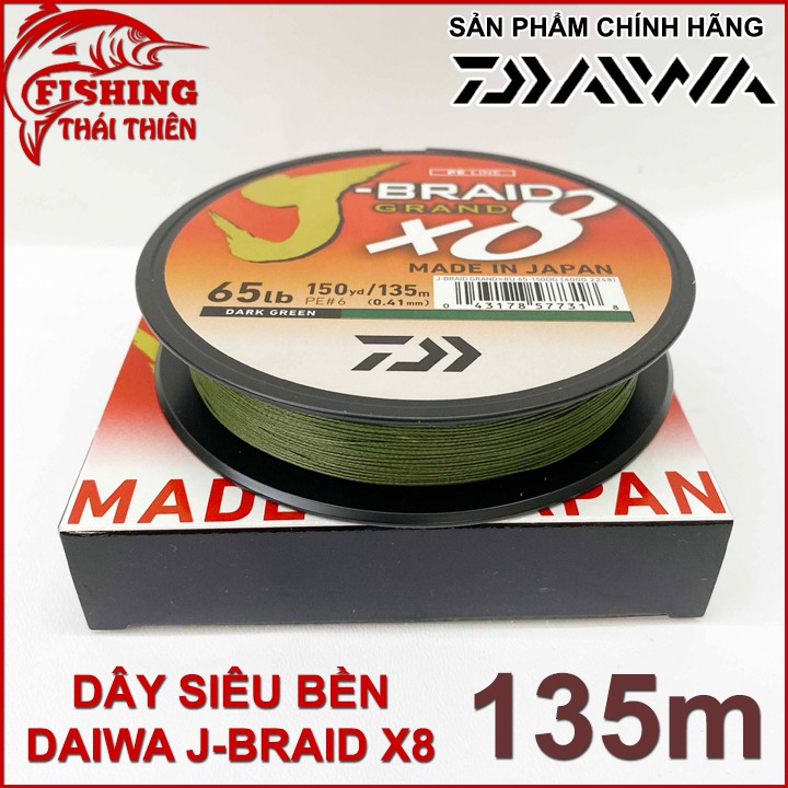 Dây câu, Dù câu cá siêu bền Daiwa JBraid X8 cuộn 135m màu rêu