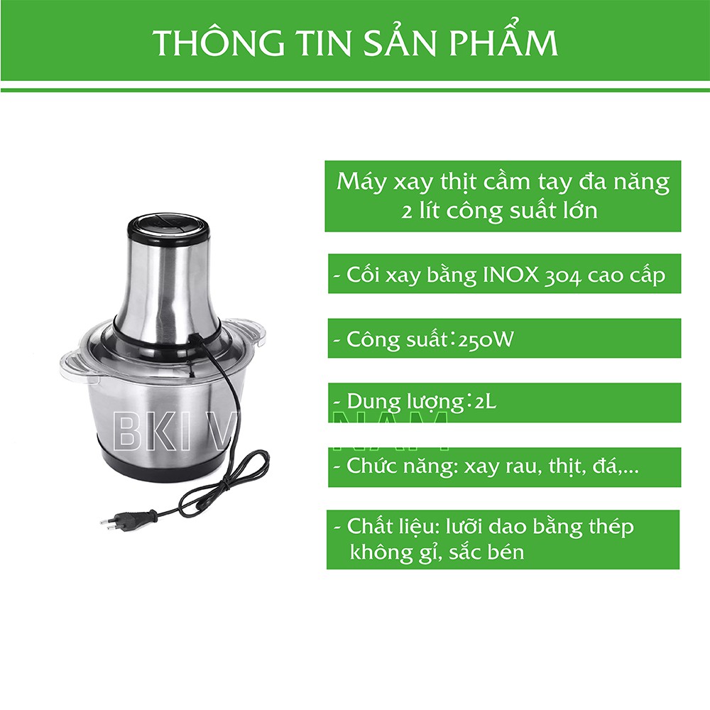 Máy Xay Thịt Cối Inox 4 Lưỡi Không Rỉ Đa Năng 1800W, Xay thịt, xay tỏi ới, xay rau củ quả, BẢO HÀNH 3 THÁNG!