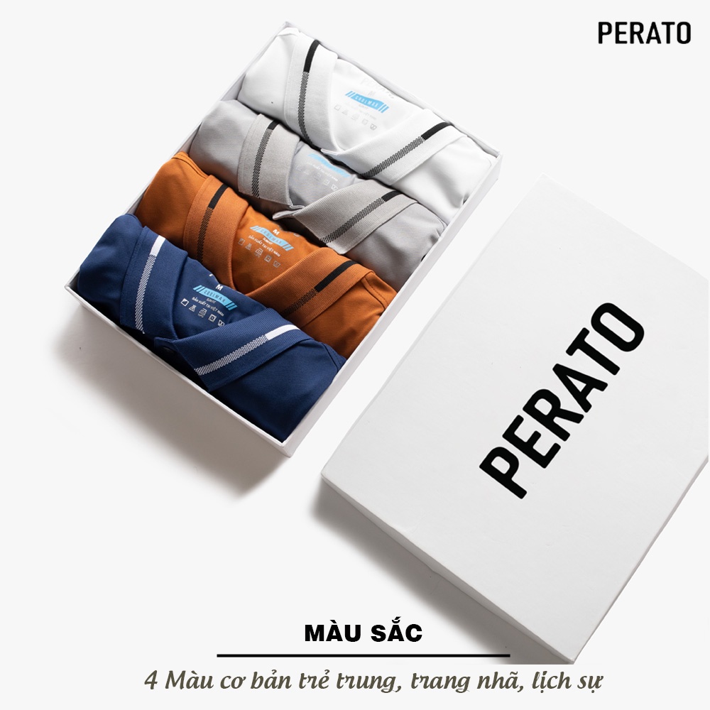 [MUA 2 GIẢM 20K] Áo Thun Nam Có Cổ PERATO, Chất Liệu Coolmax Thấm Hút Tốt, Thiết Kế Phối Viền Trẻ Trung | BigBuy360 - bigbuy360.vn