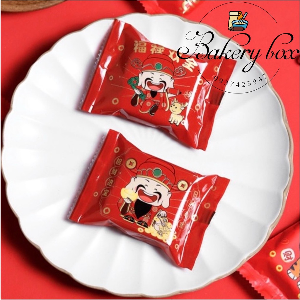 Xấp 100 Túi Gói Bánh Quy - Kẹo Nougat  - Túi Thần Tài Đỏ