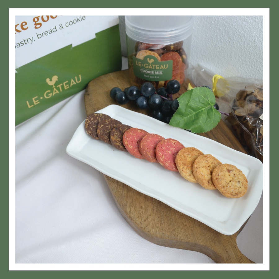 Bánh cookie hạnh nhân dừa | Bánh 3 vị vani, redvelvet và cacao | Thương hiệu Le Gâteau