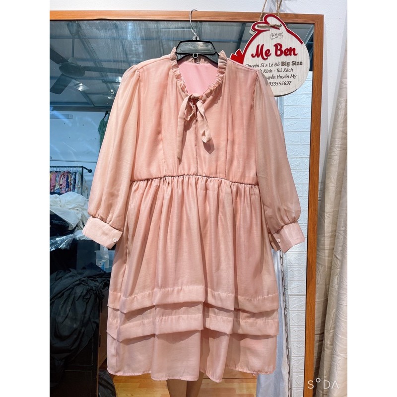 #Bigsize Đầm tơ babydoll nơ cổ | BigBuy360 - bigbuy360.vn