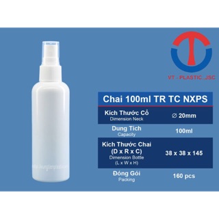 Chai pet xịt phun sương trắng sữa 100ml