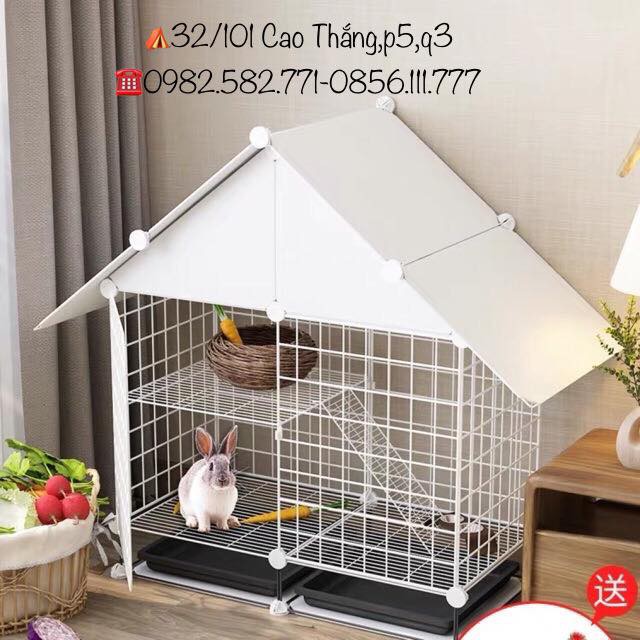 CHUỒNG CHO PET KIỂU NGÔI NHÀ-KÈM KHAY VỆ SINH SIZE 35, LỒNG THỎ,CHÓ,MÈO,RÙA