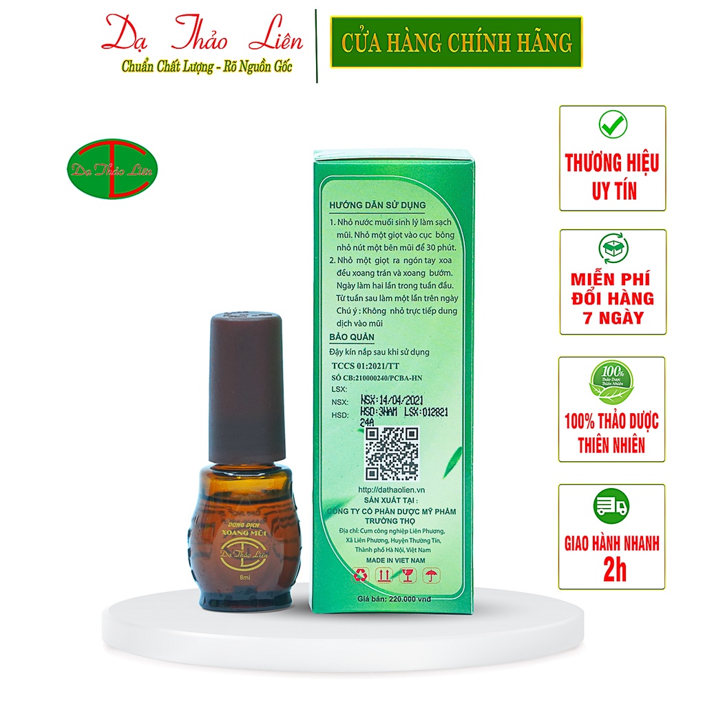 Dung Dịch Xoang Mũi DẠ THẢO LIÊN 100% Thảo Dược Thiên Nhiên 8ml | 100% Natural Herbal Nasal Solution 8ml