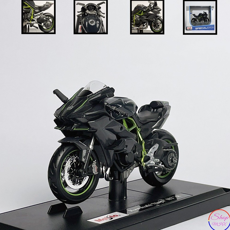 Xe mô hình mô tô Kawasaki Ninja H2r TẶNG KÈM BIỂN SỐ tỉ lệ 1:18 hãng Maisto