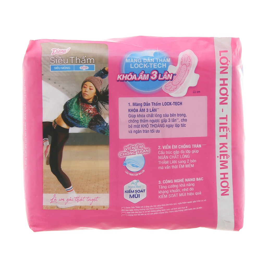 Băng Vệ Sinh Diana Siêu Thấm Siêu Mỏng Cánh