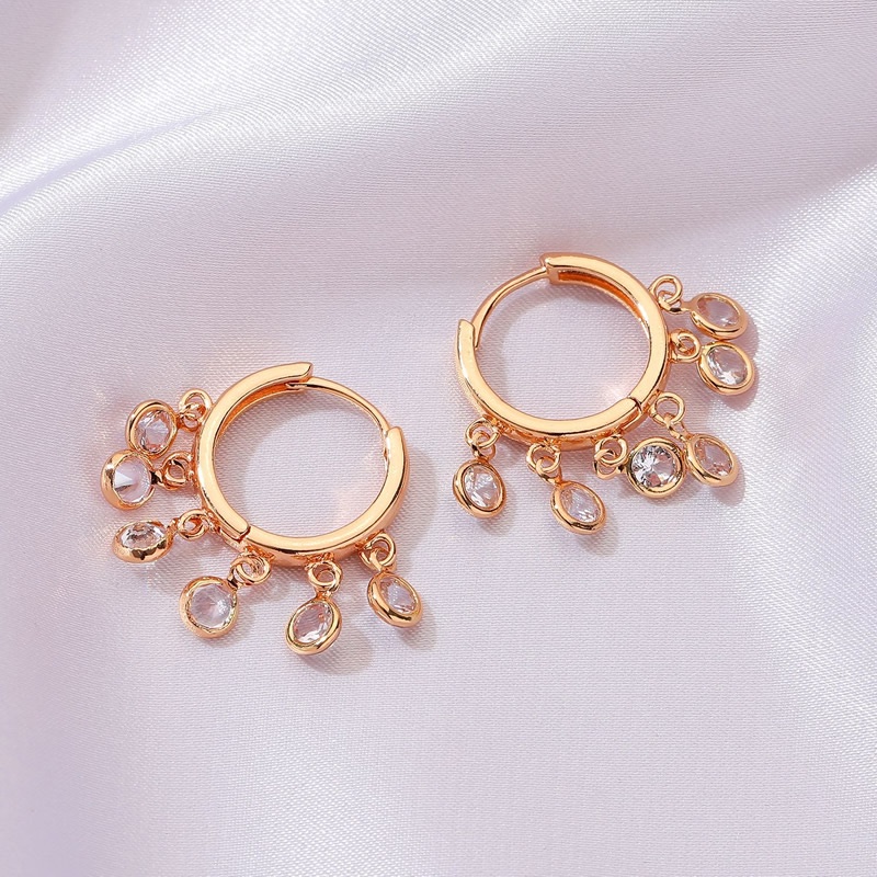 Khuyên tai Pinkdudu PD617 dạng vòng nhỏ dáng ngắn đính hạt giọt nước nhỏ dễ thương thời trang cho nữ