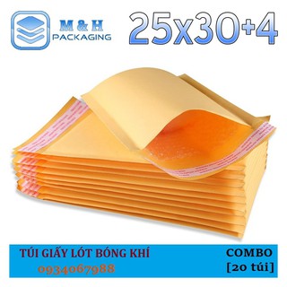 Combo 100 cái [25x30+4cm] Túi giấy bóng khí (kraft) - bao bì đóng gói hàng hóa an toàn