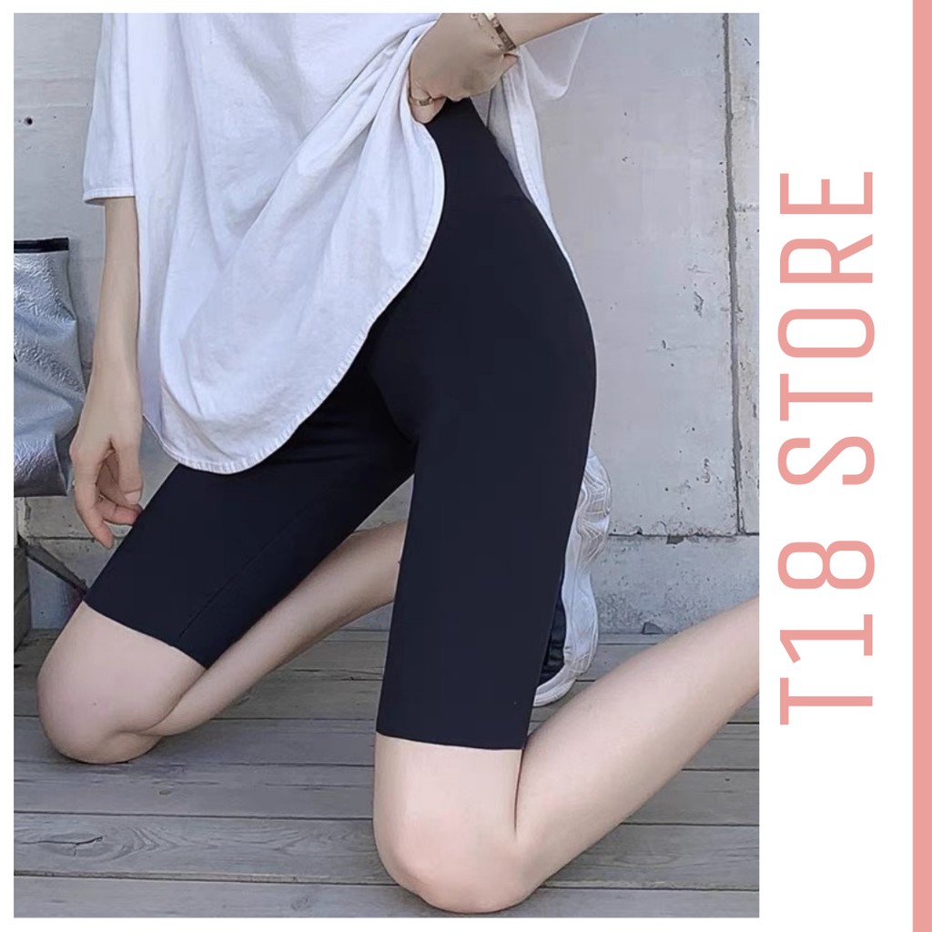 Quần legging nữ lửng cạp cao nâng mông cao cấp bigsize -  quần legging ngố cạp chun mùa hè giá rẻ T18 STORE QL01