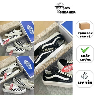 Giày Thể Thao Vans hot trend 2022,Giày sneaker cao cấp Vans caro lười-caro dây-đen dành cho nam nữ hàng chuẩn full pk