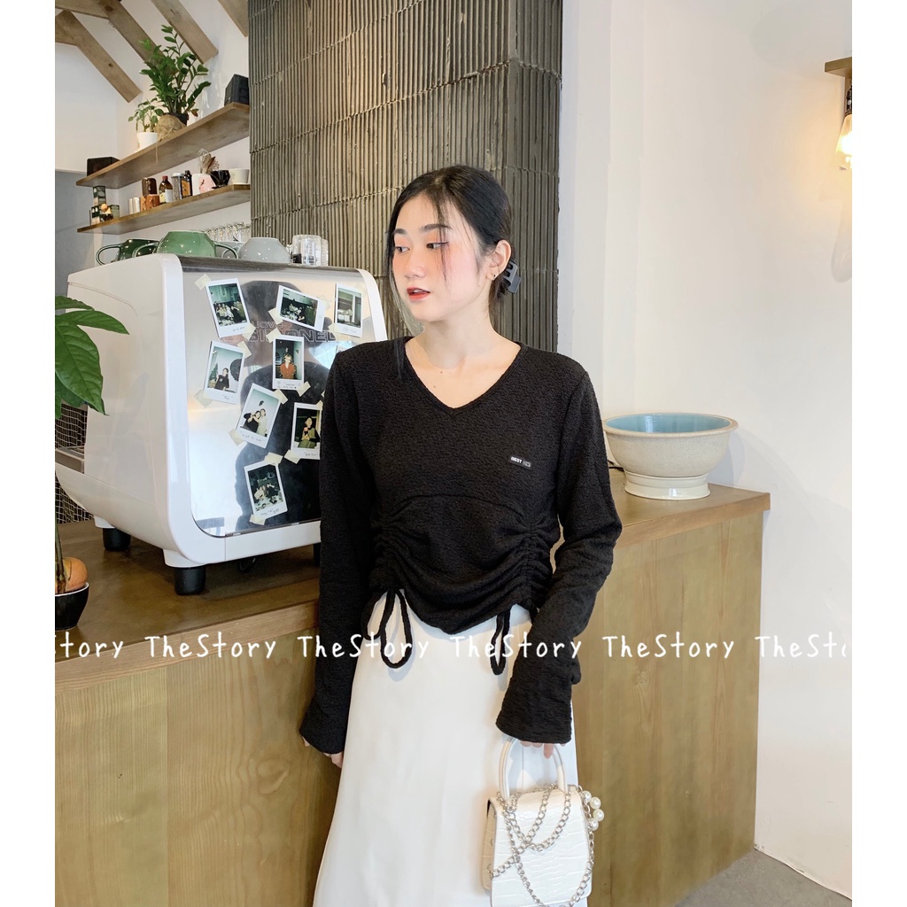 [STR] [ẢNH THẬT SHOP CHỤP] Áo tay dài rút dây, logo đính ngực A2203