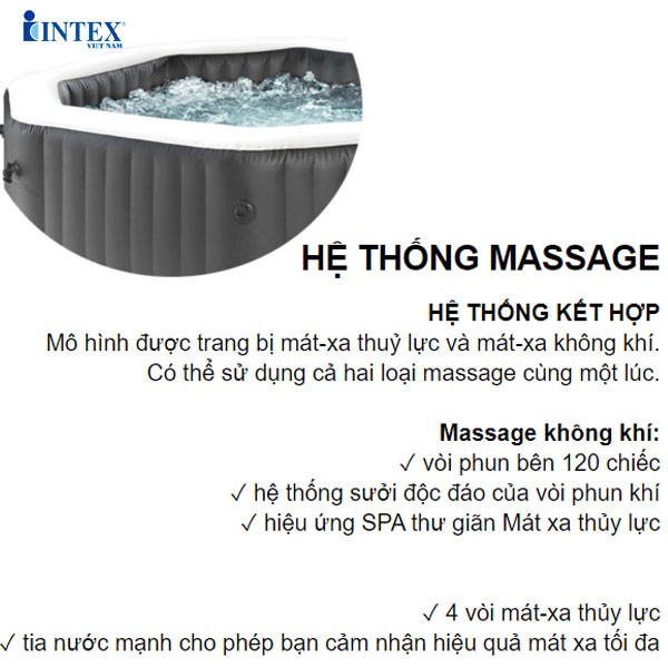Bể bơi sục massage 2m01 INTEX 28458
