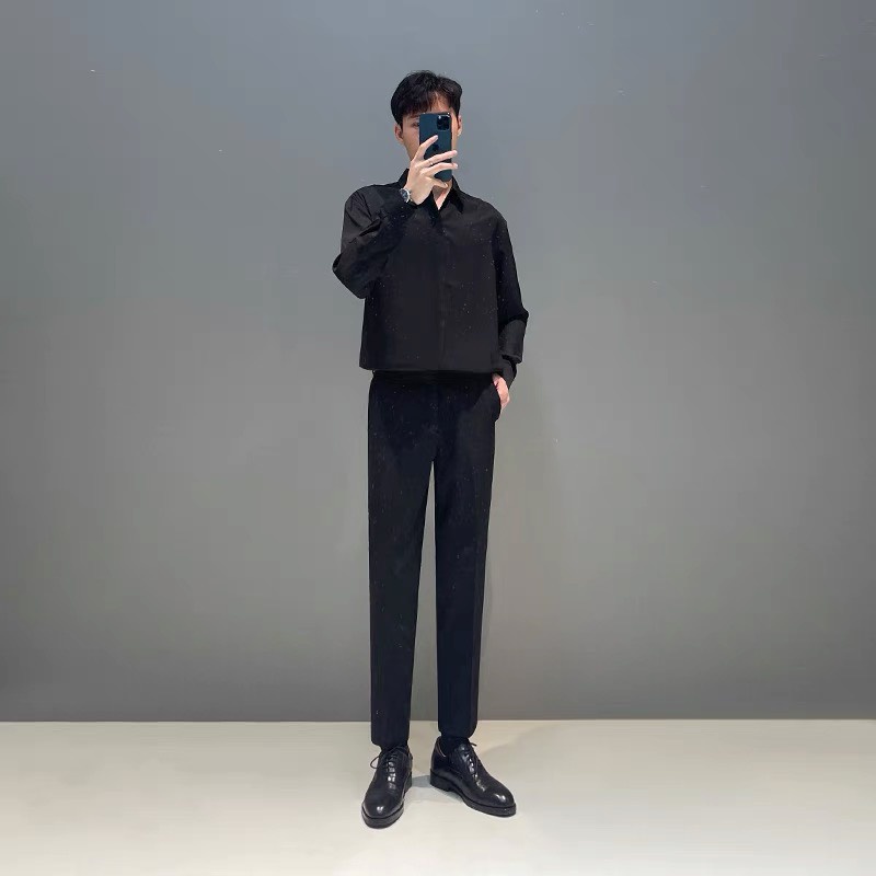 Quần Âu Nam Trơn Cúc Giữa Đen , Trắng , Ghi , Xám , Kem baggy , Dáng Slimfit , Vải Co Giãn , Không Xù , Phong Cách HQ