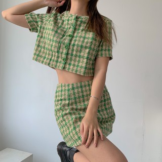 Usthebasic - Chân váy Tweed Cropped Skirt
