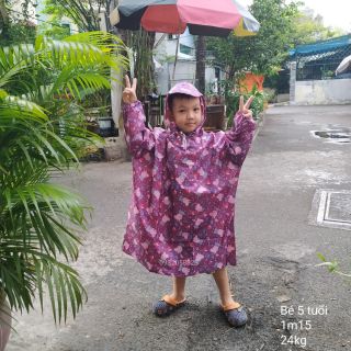 Áo mưa bít trùm cho bé - Vải dù loại Cao cấp chống thấm
