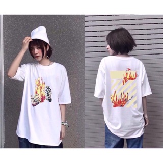 Áo thun tay lỡ form rộng off white