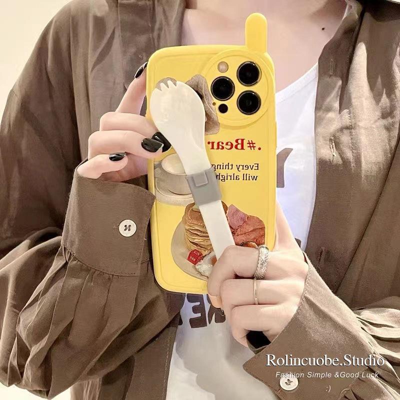 Ốp Điện Thoại In Hình Bánh Mì Sữa Có Giá Đỡ Cho iPhone13 12 11promax 7 / 8plus xs xr