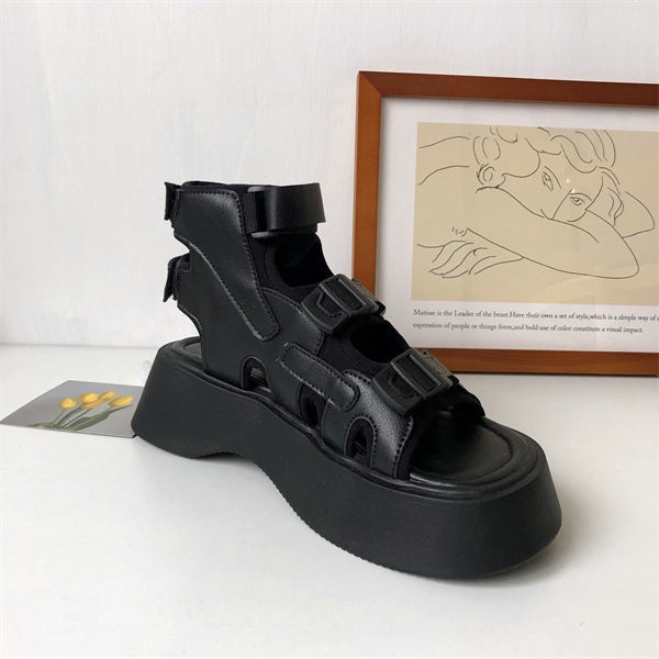 Giày Sandal Khóa Dán Đế Dày Phong Cách Harajuku Mùa Hè Mới Dễ Phối Đồ Cho Nữ Sinh