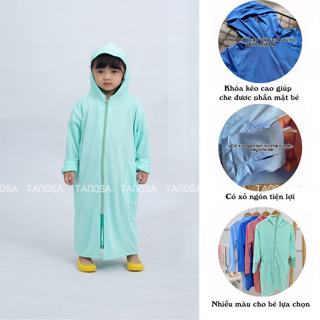 Áo chống nắng dáng dài cho bé toàn thân cho bé (2-6 tuổi) Tanosa kids 2021