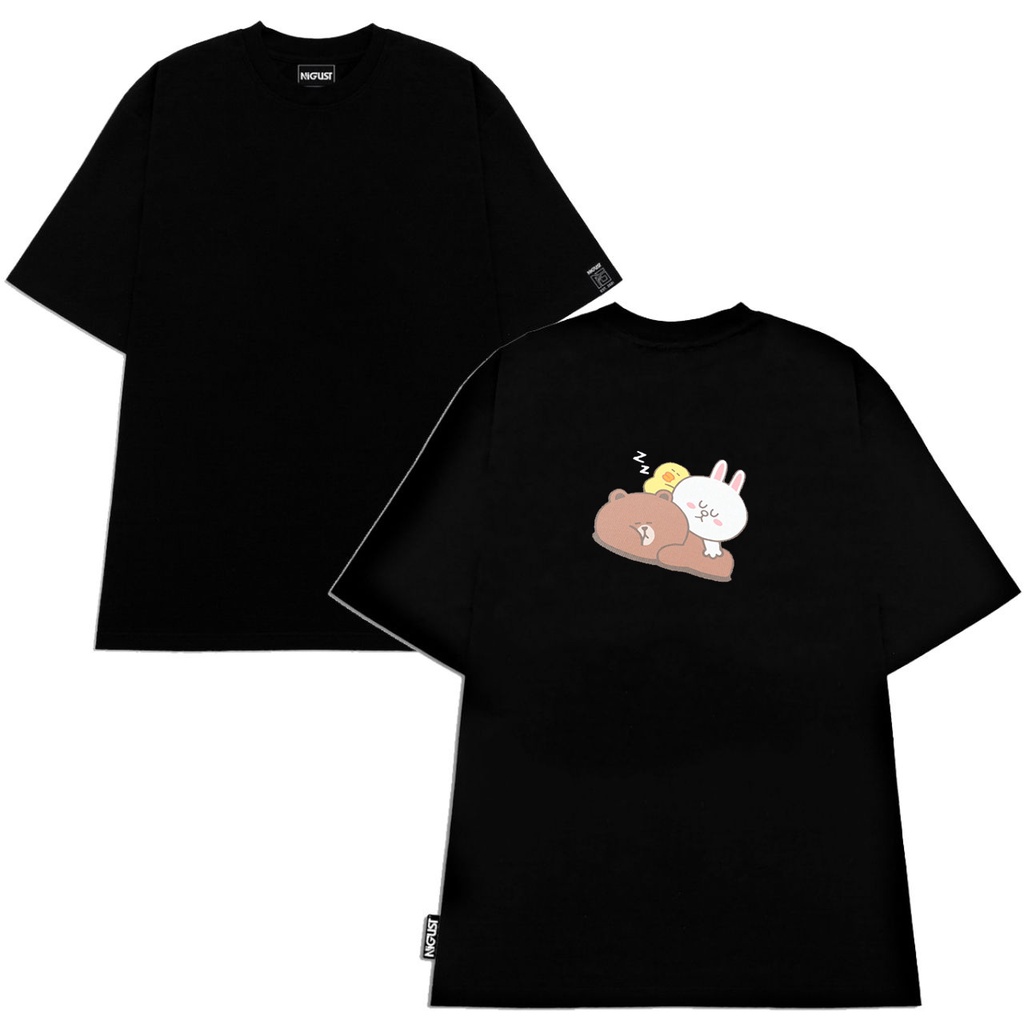 Áo thun unisex cotton form rộng hình thỏ Cony và gấu Brown, áo local brand full tag couple nam nữ Nigust N133