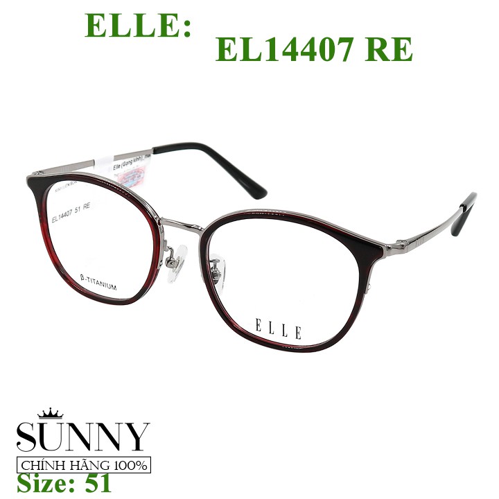 Gọng kính thời trang  Elle EL14407 nhiều màu chính hãng, bảo hành toàn quốc