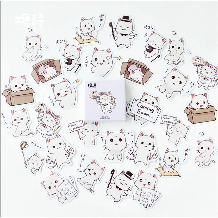 Set hộp 45 miếng dán, sticker trang trí sổ tay, đồ dùng cá nhân chủ đề THÚ CƯNG siêu dễ thương