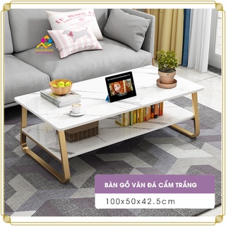 BÀN TRÀ  SOFA MẶT HOA VĂN ĐÁ CẨM THẠCH, BÀN SOFA BỆT PHÒNG KHÁCH HÌNH CHỮ NHẬT KÍCH THƯỚC 80x45x42cm
