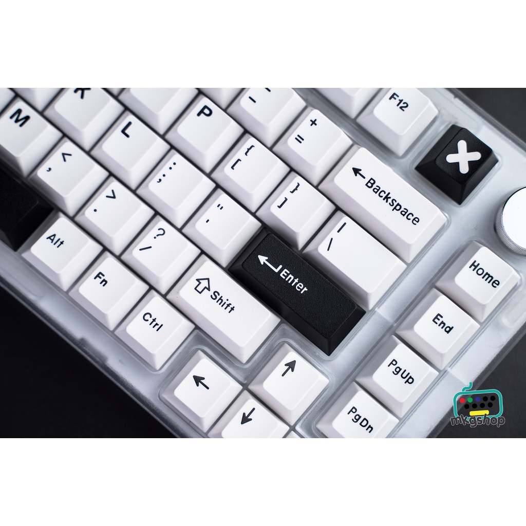 Keycap CMK bow trắng chữ đen doubleshot 173 nút bàn phím cơ, cherry profile