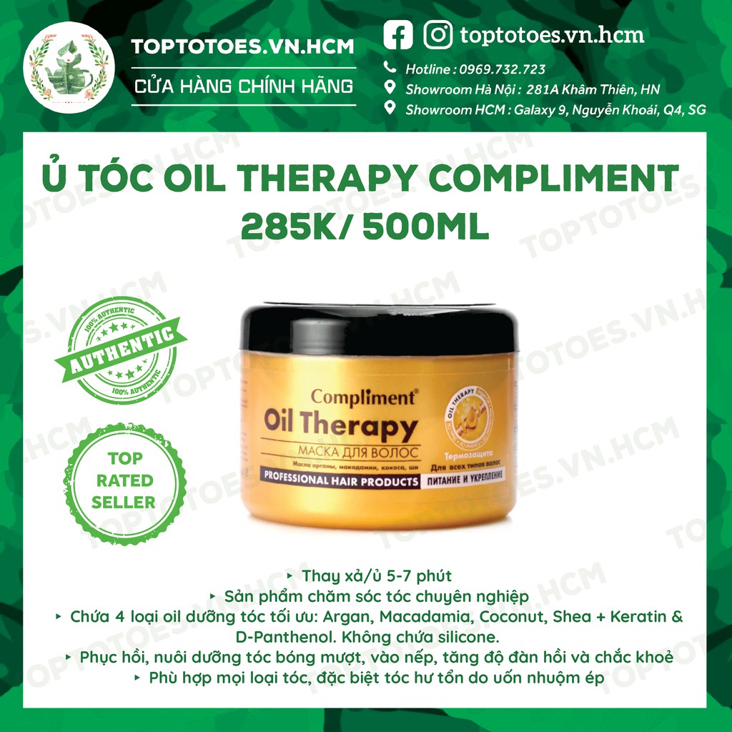 Ủ tóc Compliment Oil Therapy phục hồi &amp; dưỡng tóc chắc khoẻ, bóng mượt, bồng bềnh, vào nếp