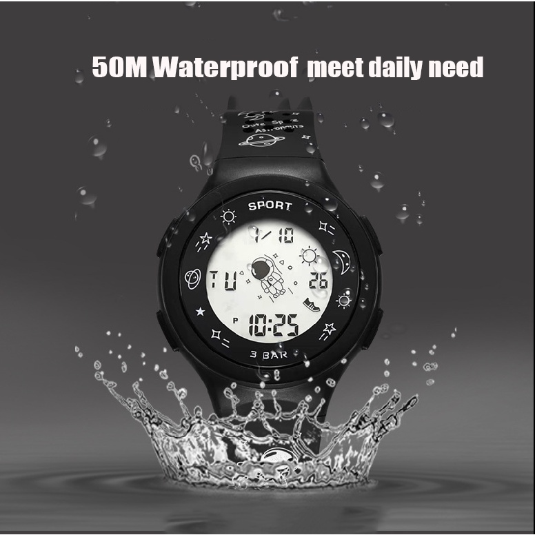 Đồng Hồ Điện Tử HT3 Chống Thấm Nước 5 Màu Dạ Quang Phong Cách Phi Hành Gia Hàn Quốc Dành Cho Học Sinh Nam Nữ