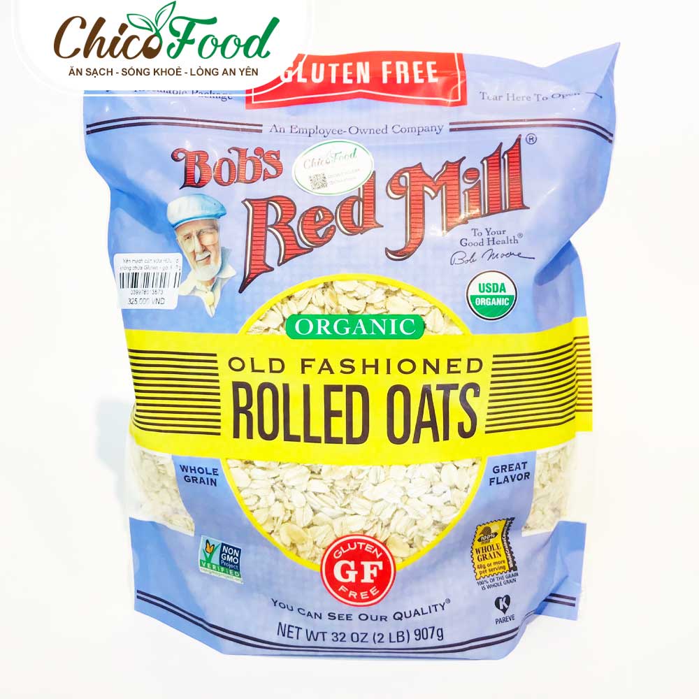 Yến mạch cán vừa hữu cơ không chứa Gluten Free - Bob's Red Mill gói 907g