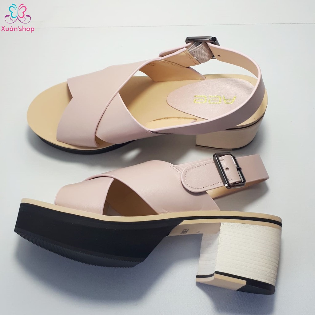 Sandal quai chéo Daphne, da trơn mịn, đế thô cao 6cm (có sẵn)