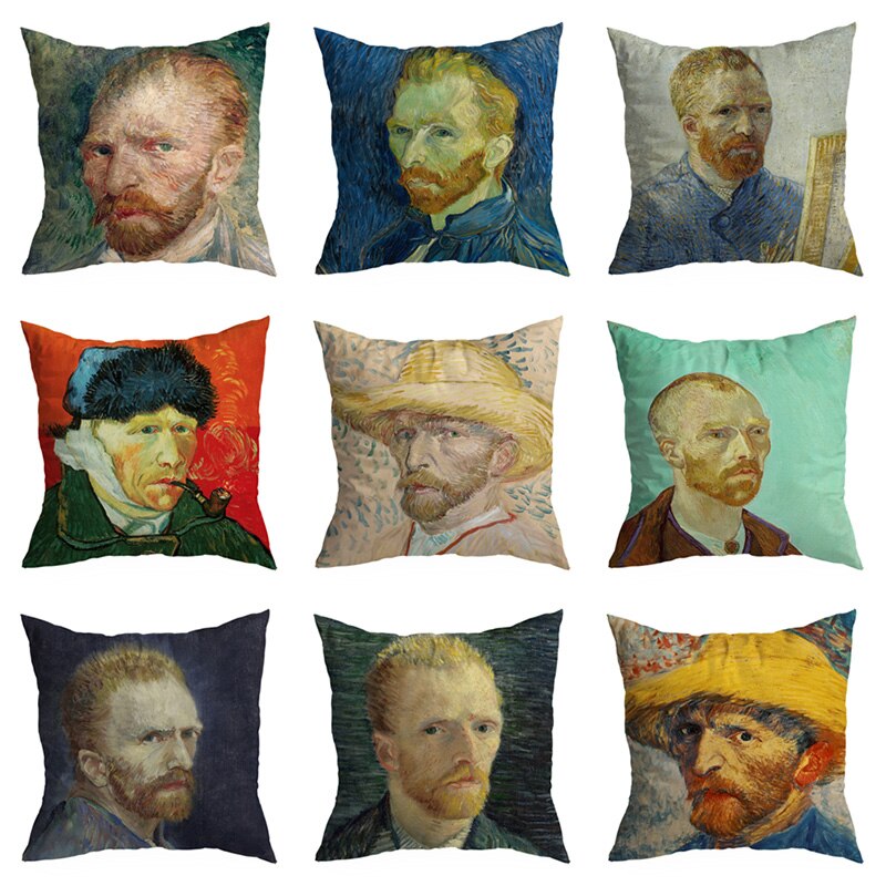 Vỏ Gối Vải Flannel Mềm In Hình Tranh Sơn Dầu Van Gogh Sáng Tạo
