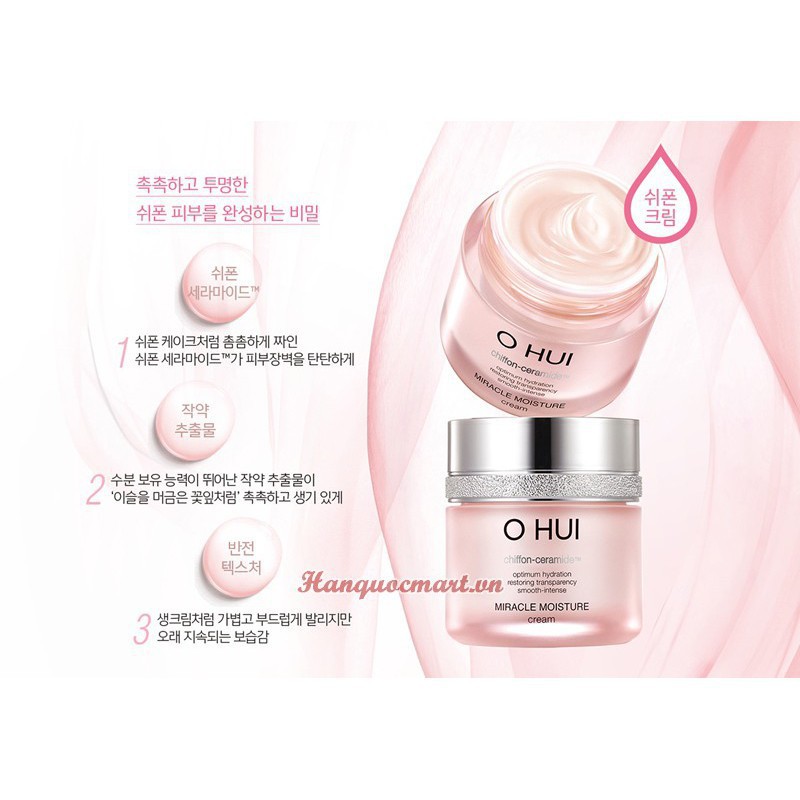 Gói sample kem ohui hồng dưỡng ẩm chuyên sâu làm da trắng hồng và chống lão hóa OHUI Miracle Moisture Cream 1ml