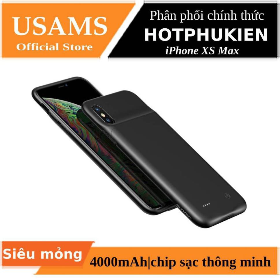 Ốp lưng siêu mỏng kiêm Pin sạc dự phòng 4000 mAh cho iPhone XS Max hiệu Usams - Hàng chính hãng