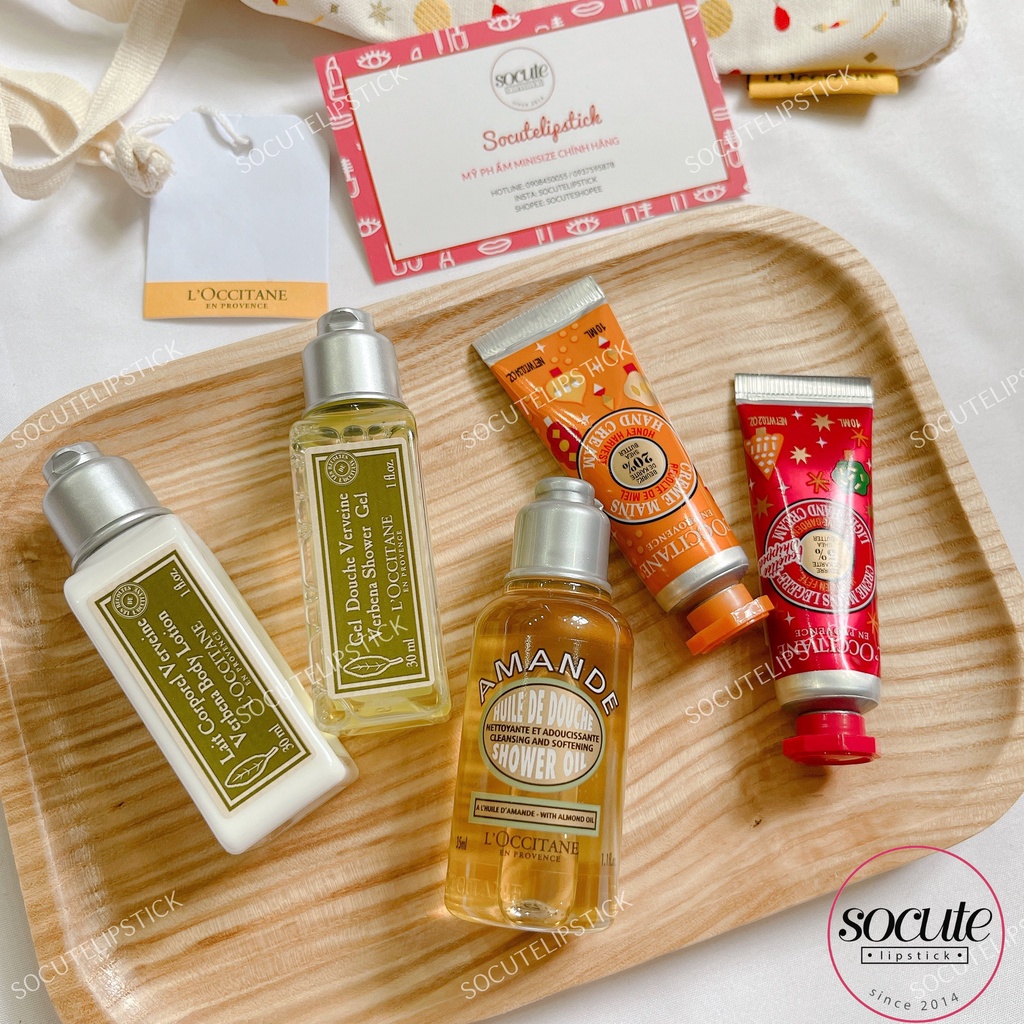 Set L'occitane Mini 5 Món (2 KemTay 10ml - Dầu Tắm Amande 35ml - Sữa Tắm Verbena 30ml - Dưỡng thể Verbena 30ml)