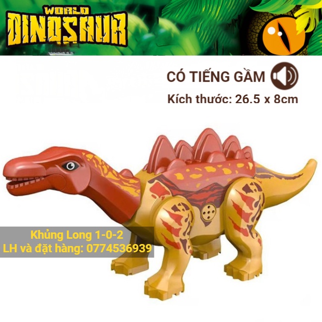 Đồ Chơi Khủng Long Gai 2022 CÓ TIẾNG GẦM Phiên Bản Màu Cam Jurassic World Hãng Lele