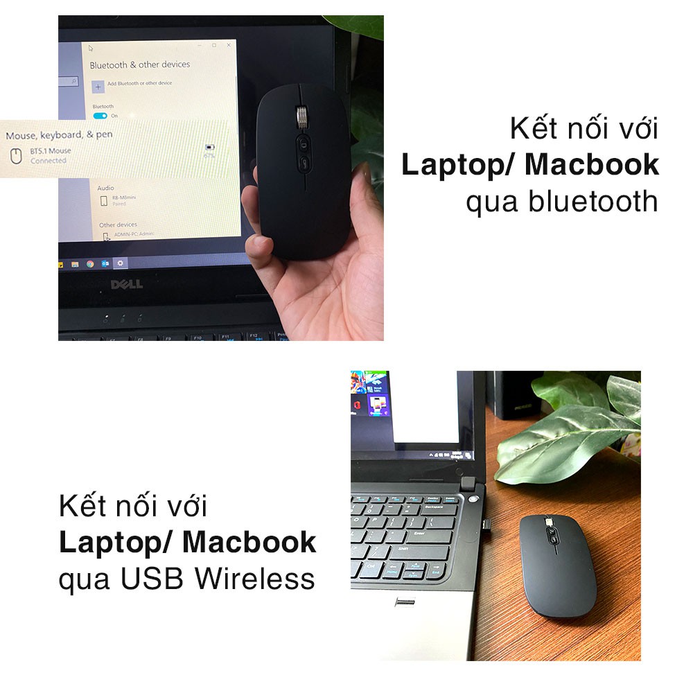 Chuột Bluetooth Wireless cho macbook Ipad Laptop M103 pin sạc cao cấp - Bảo hành 6 tháng