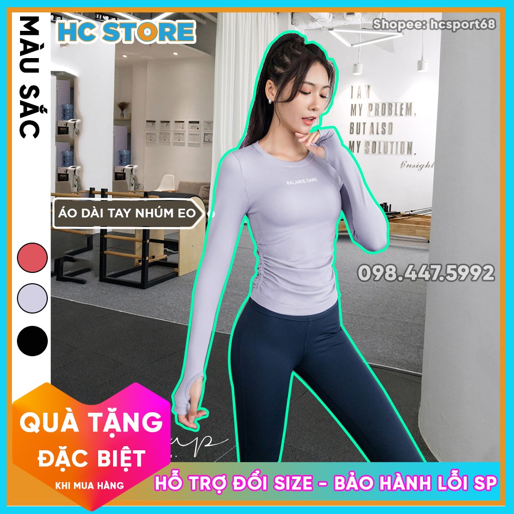 Áo Dài Tay Nữ Nhúm Eo Balance Care AD07 Tập Gym Yoga Rumba, Ống Tay Xỏ Ngón Cách Điệu Thể Thao, Mẫu Mới 2020 - HcSport68