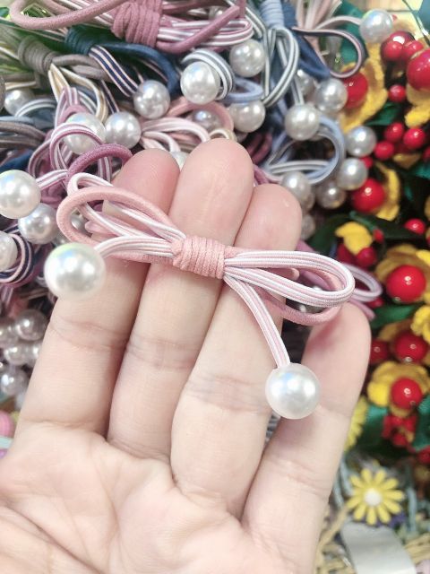Buộc tóc nơ nhiều màu- Buộc tóc nơ có hạt châu Micky