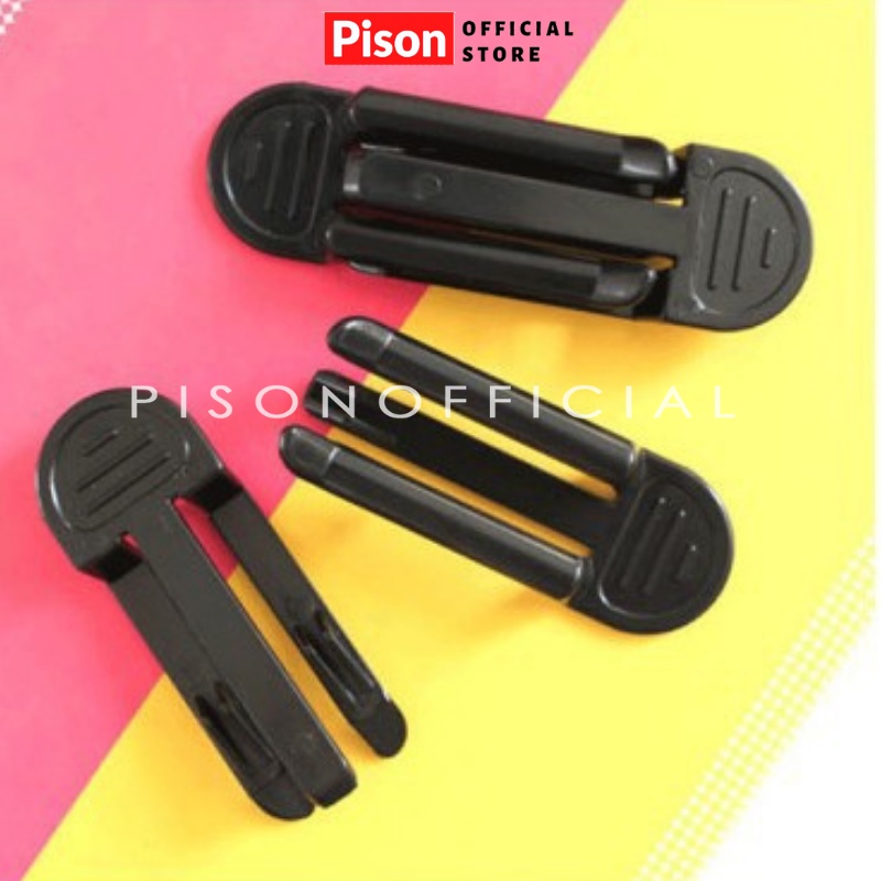 Set 02 kẹp nhựa đen giữ miệng túi rác Pison nhỏ gọn - SP0768 - 1 bộ