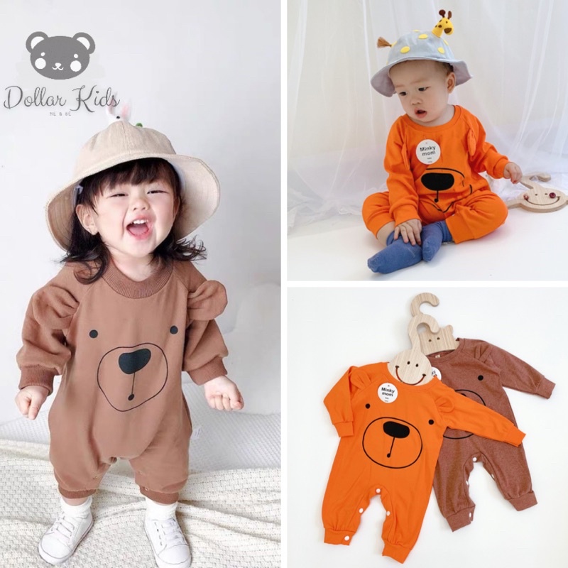 Bodysuit dài tay in gấu đáng yêu cho bé trai bé gái (4-14kg)